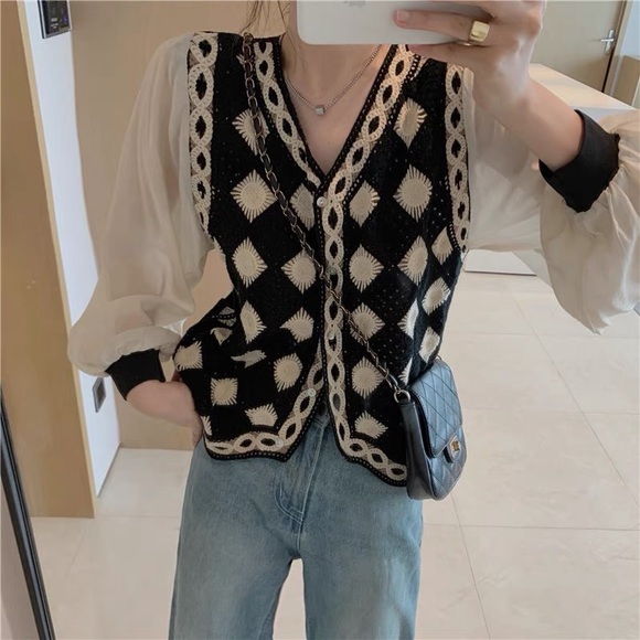 Boho Women Sweater Vest Waistcoat - Picture 2 of 8